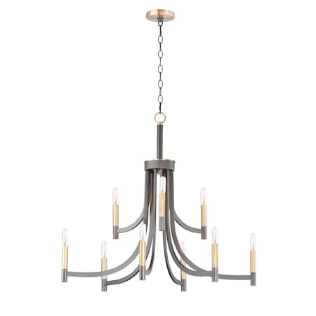 Maxim Lighting Lyndon 9-Light 32" Wide Bronze / Antique Brass Chandelier 21529BZAB